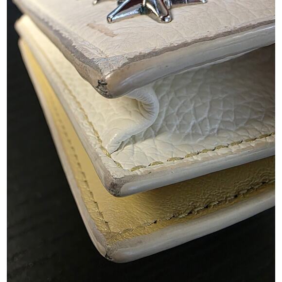 Jimmy Choo London Hanne Leather Cream Green Bifold Card Coin Wallet Silver Stars - Picture 15 of 15
